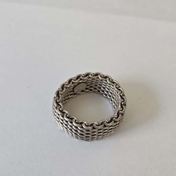 Tiffany & Co Classic Somerset Mesh Basket Weave .925 Sterling Silver Ring Size 7 - Picture 6 of 16